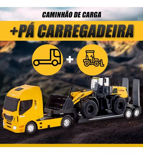 caminhão de plataforma iveco e trator agrícola New Holland (brinquedo)