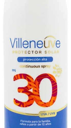 Villeneuve Protector Solar Fps 30 Spray Uva Uvb X 250ml