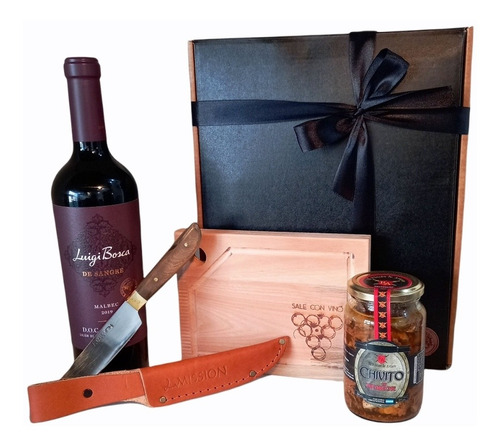 Regalo Caja Con Vino Cuchillo-tabla-conserva-luigi Bosca Doc