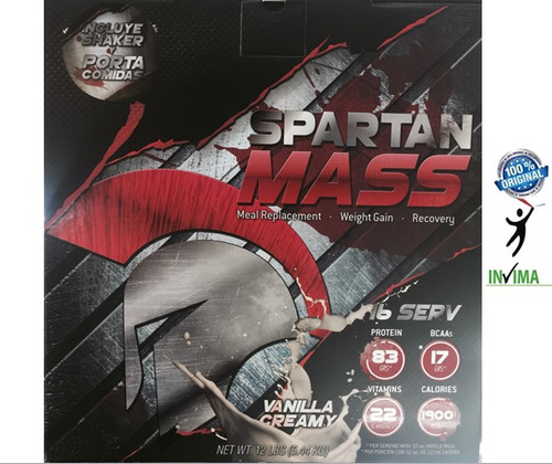 Spartan Super Mass Gainer - 12 Lb - Shaker Y Porta Comidas