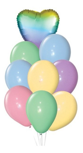 Set 9 Globos Colores Pastel Fiestas Decoracion