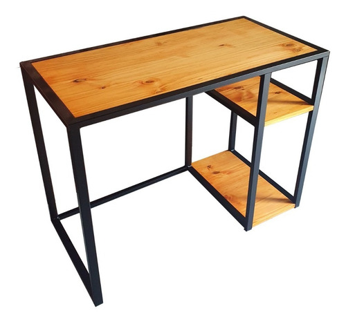Imagen 2 de 9 de Mesa Escritorio Pc Industrial Hierro Madera Home Office