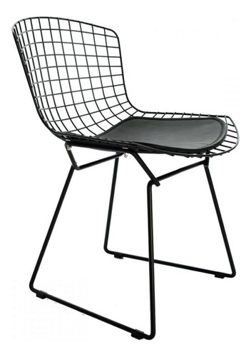 Silla de comedor Formet Formet Bertoia, estructura color negro/blanco y diseño de la tela eco cuero, 4 unidades