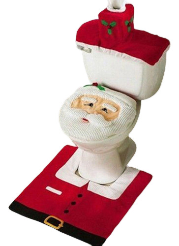 Christmas Santa Claus Bath Set Baño Asiento De Inodoro Cubie