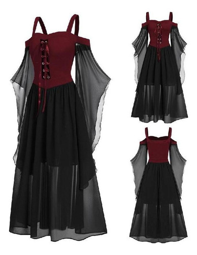 Vestido Largo De Talla Grande Con Tirantes De Bruja Hallow