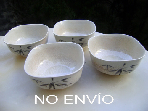 Lote 4 Tazas Bowls Bambú Loza Japonesa - No Envío