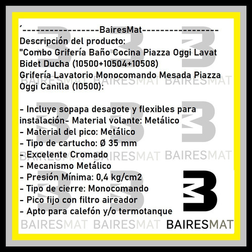 Imagen 5 de 7 de Griferia Mocomando Baño Piazza Oggi Lavatorio Bidet Bañera