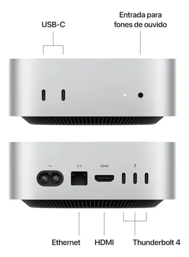 Mac Mini M4 16gb Ram 256gb Ssd - Silver (2024) - Nf-e | Frete grátis
