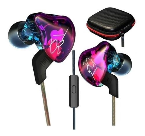 Audífonos In-ear Kz Zst Con Mic (purple And Blue) + Estuche 