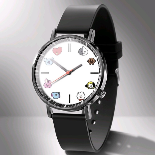 Reloj Analógico De Cuarzo Logo Bts Color Negro