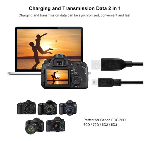 Cable De Carga De Datos De Sincronización Usb Mini De 1 M Y