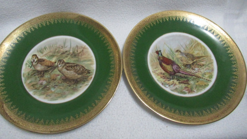 Platos Decorativos Aves Porcelana Limoges Incrustaciones Oro