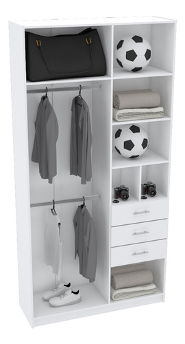 Módulo Closet Cabideiro Prateleira 3 Gavetas 100% Mdf M838.b