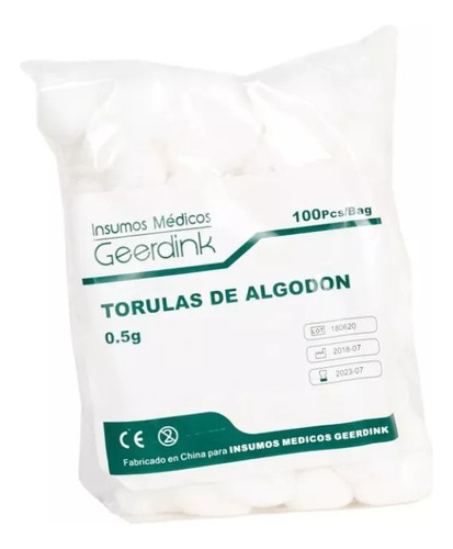 Torulas De Algodón 0.5 Gr. X 100 Unidades. Pack 30 Bolsas