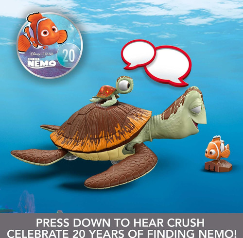 Mattel Disney Pixar Finding Nemo Toys, Crush Turtle Figura,