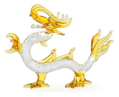 Longwin Estatua De Dragon De Cristal Soplado A Mano, Figuras