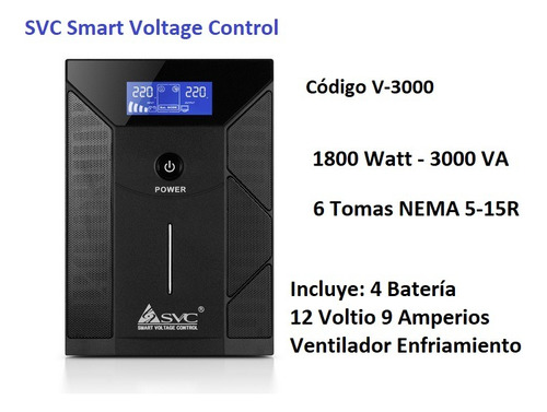 Ups 3000va -  1800w -  Tower - 6tomas Factor Potencia .60