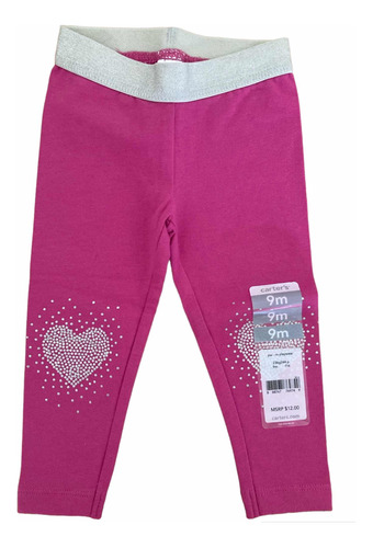 Calza Leggins Beba Carters Corazones Glitter Talle 9 Meses