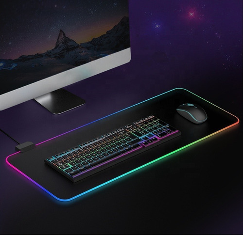 Mouse Pad Gamer Led Rgb Retroiluminado Usb 300x250x3mm Noga