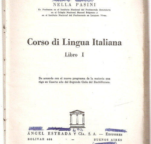 Corso Di Lingua Italiana Libro 1º Pasini Estrada - Sin Tapas