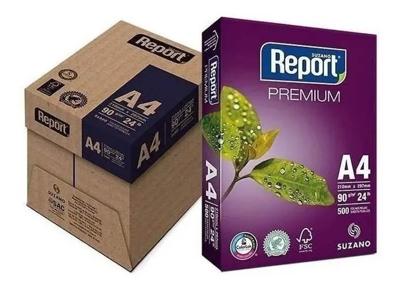 Caixa Papel Sulfite A4 90g – Report C/2500 Folhas Cor Branco
