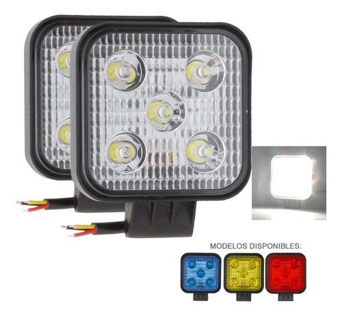 Par Faro Cuadrado Auxiliar 5 Led Fija Estrobo Colores 12-24v