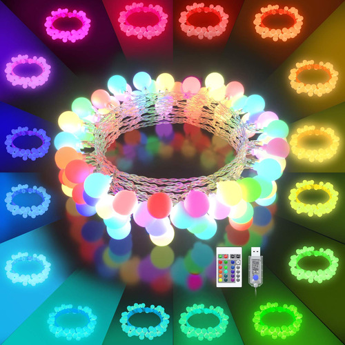 Cadena De Luces Led Con Enchufe Usb, 16 Colores Que Cambian