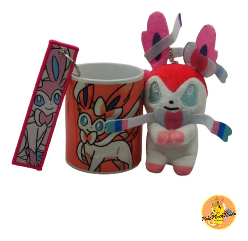 Peluche Sylveon Más Taza Y Llavero