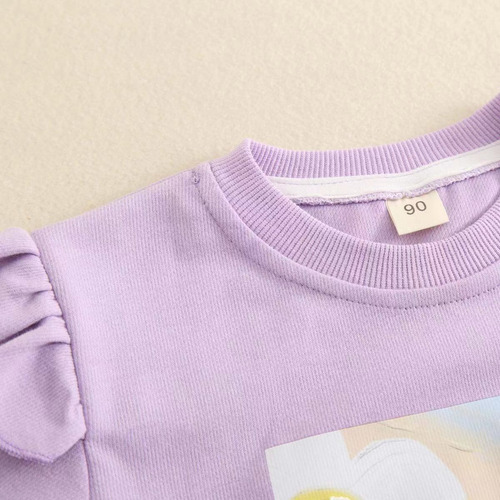 Conjunto De Sudadera Con Estampado Floral Para Niña 2-7 Años