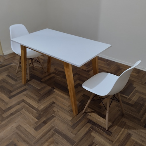 Combo Mesa Más Dos Sillas Para Comedor Retro Scandinavo 