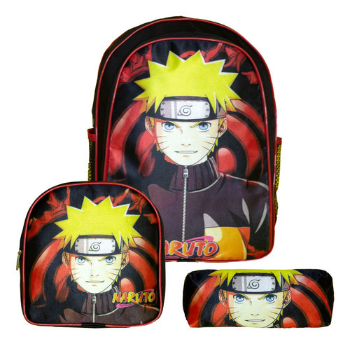 Kit Mochila Escolar Menino Naruto Shippuden Aulas Reforçada