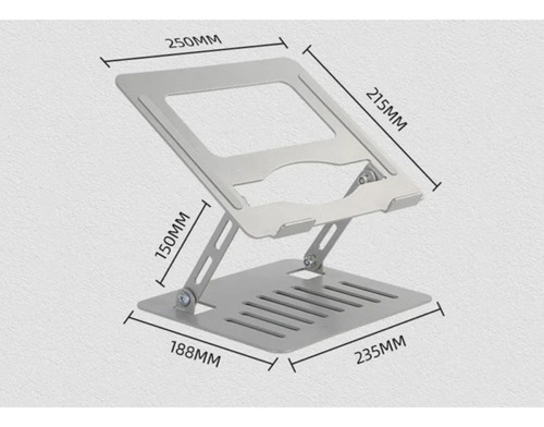 Suporte Dobrável Rotativo Antiderrapante Notebook Tablet Resistente De Metal Leve e Pratica Com Fluxo De Ar Cor Prata