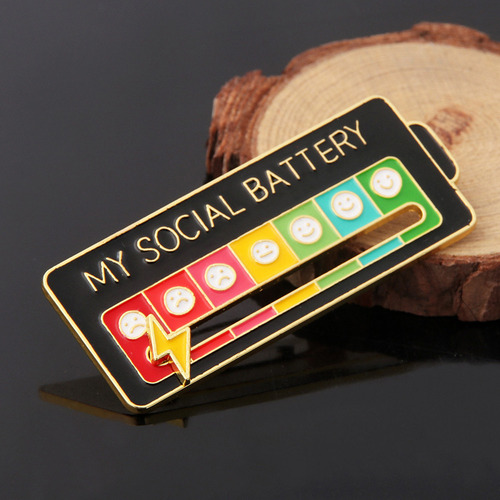 Broche Esmaltado Negro P My Social Battery 7 Moods, 10 Unida