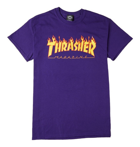 Remera Thrasher Modelo Flame Violeta Estampada Exclusiva