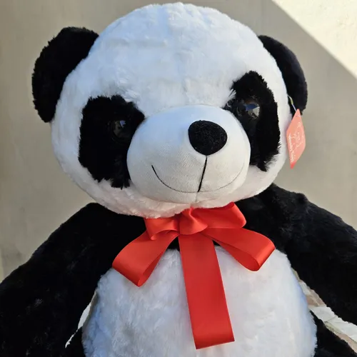 Oso Panda Grande Peluche Moño Rojo Woody Toys 60cm
