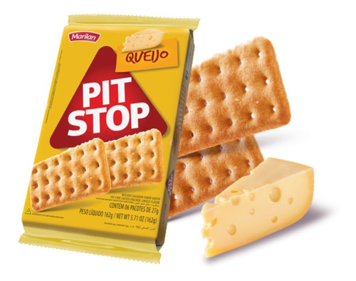 Pack Biscoito Queijo Marilan Pit Stop Pacote 162g 6 Unidades