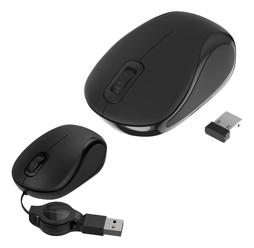 Sabrent Mini Mouse Inalambrico Viaje 2.4 Ghz Nano Optico Usb