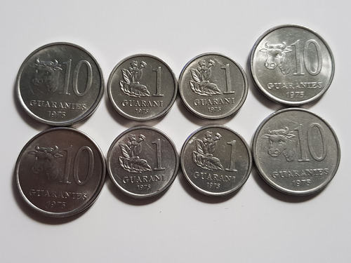 Monedas X 8 Paraguay 1975 1 Y 10 Guaranies Lote X 8 (Usado)
