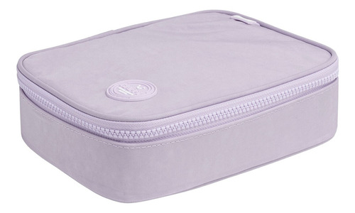 Estojo Box Happy Nylon Escolar 100 Pens Divisória Elástico Cor Lilás