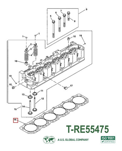 Re55475 John Deere Empaque De Cabeza Para 8100 Maxiforce