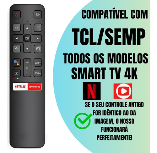 Controle Remoto Compatível Com Tcl Semp Smart Tv Universal
