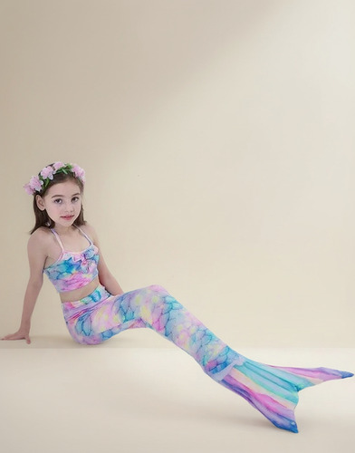 Sirena Cola Y Bikini Niñas Traje De Baño Set Envío Gratis