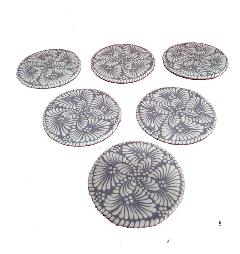 Set 6 Portavasos De Talavera Poblana 10 Cm Lila M5