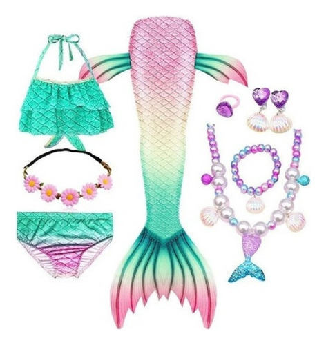 Kit De Cola De Sirena Para Niños Con Bikini Sin Monoaleta 20