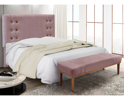 Kit Recamier E Cabeceira Santorini Spz 195cm King Veludo Cor Lilás