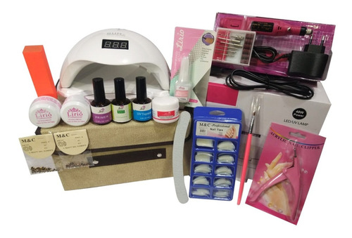 Kit Manicure Unha Primer Lixadeira Gel Top Coat Cabine Led