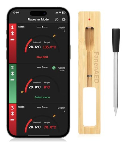 Termmetro Inalmbrico 500 Pies, Bluetooth Carne For Pavo Res