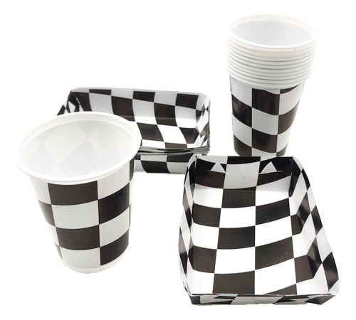 Kit 12 Vasos 12 Platos Decorativos  Carrera Carro Formula