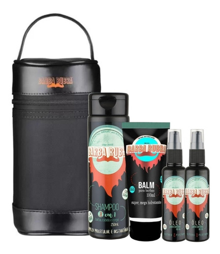 Kit Barba Rubra Necessaire, Shampoo 3 Em 1, Balm E 02 Óleos