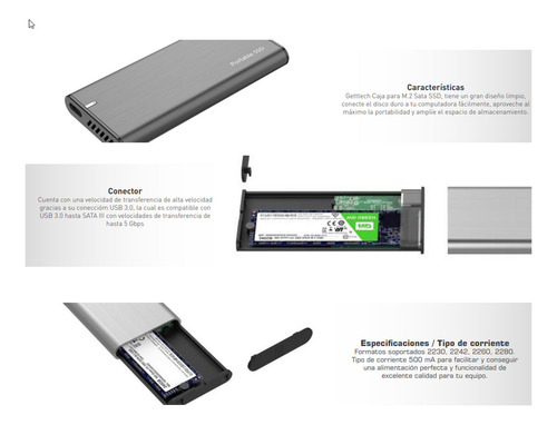 Getttech M.2 Hhd Enclosure Usb 3.1